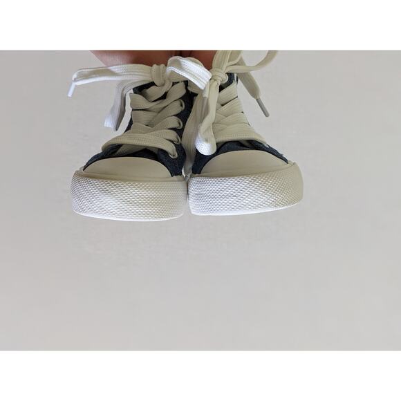 Primark Blue Chambray Canvas Hightops Size 7 Lace Up Sneakers Shoes - Picture 5 of 9